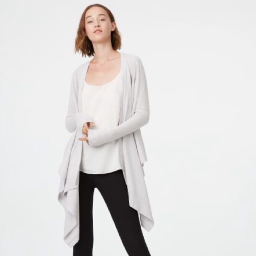 Club Monaco Light Gray Draped Open-Front Cardigan